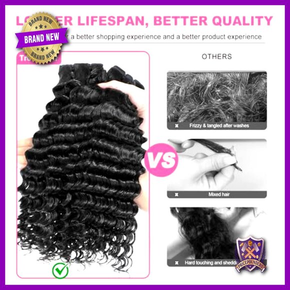 Deep Wave Human Hair Bundles 12A Grade 100% Unprocessed Indian Virgin Hair